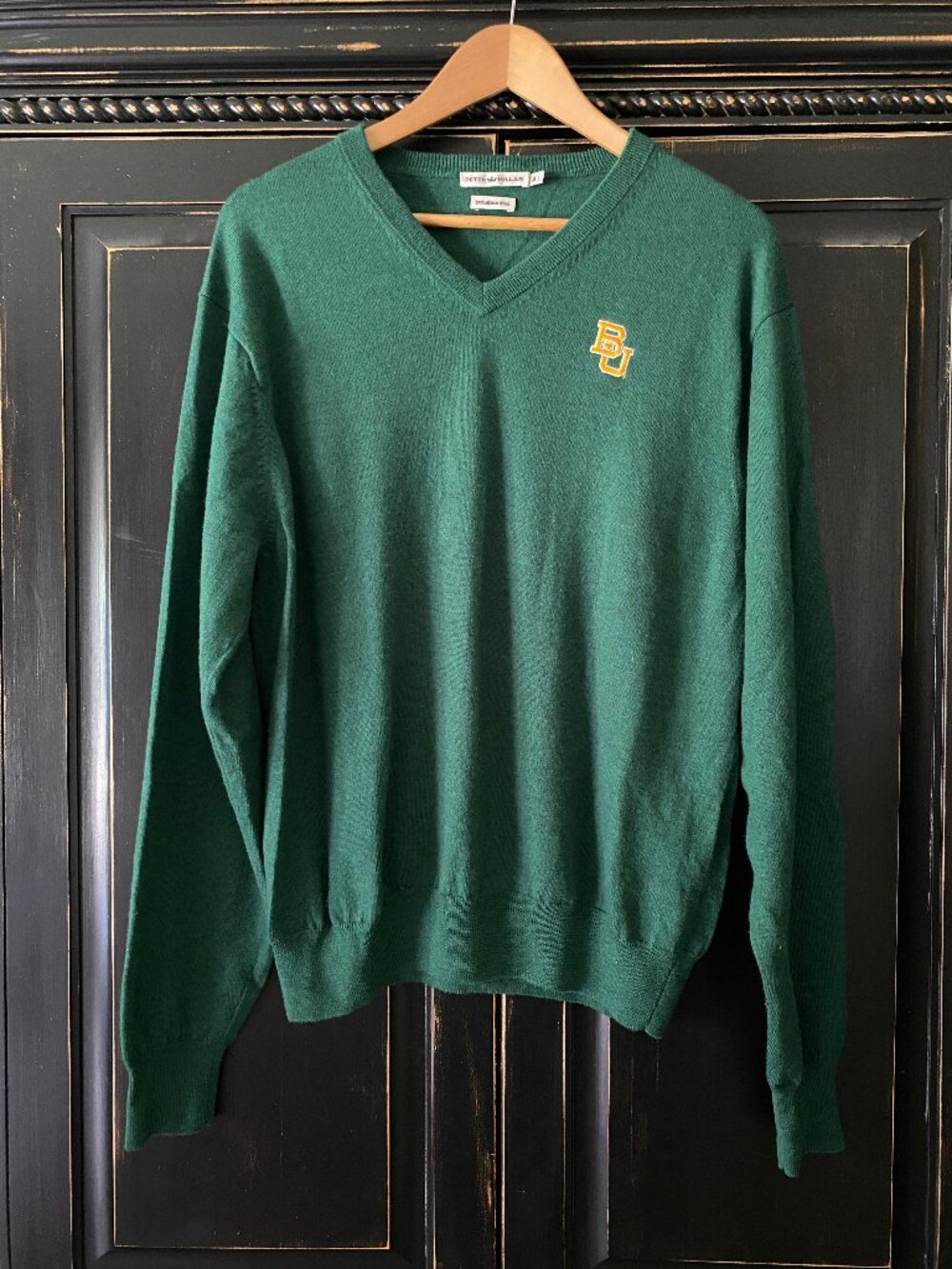 Peter Millar - Baylor University BU Green Merino Wool V-Neck Sweater - Men’s XL